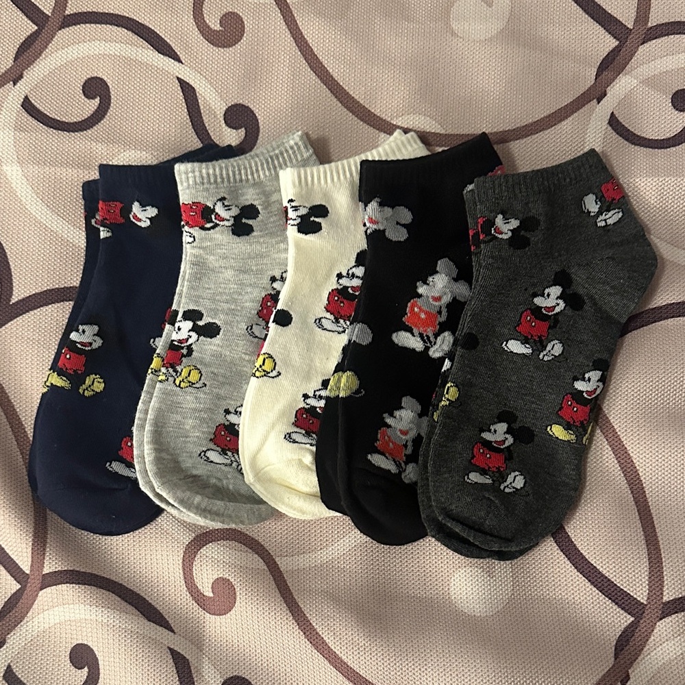 Disney Mickey Mouse Women’s Casual Socks - Navy, Gray, Cream, Black